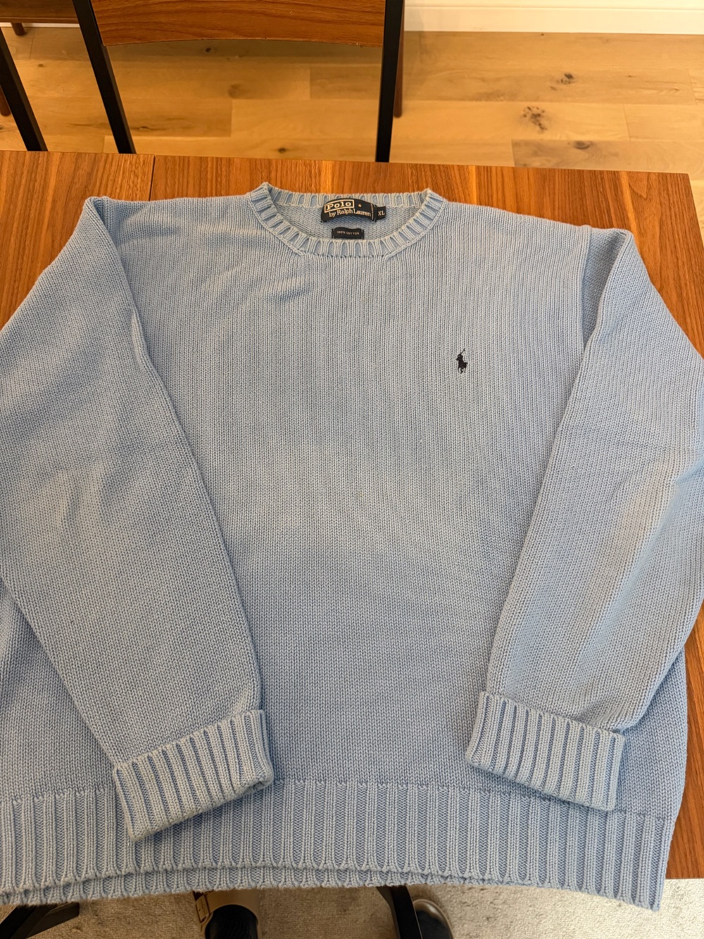 Polo by Ralph Lauren Light Blue Crewneck Sweater with Navy Pony